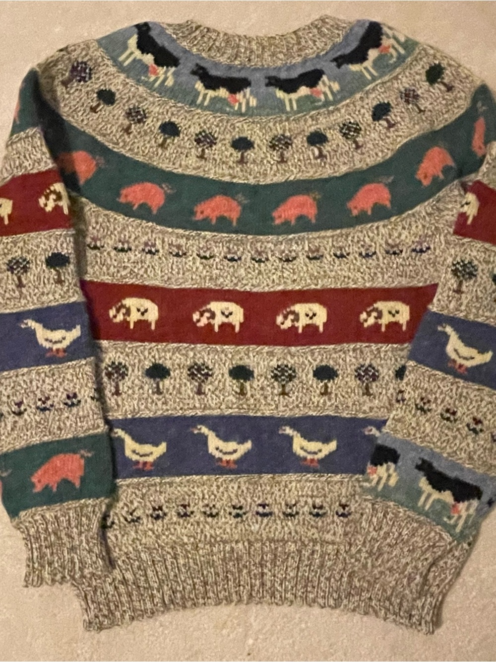 VTG Blueberry Woolens Pure Wool Farm Animal Sweater Small EUC - Picture 6 of 8